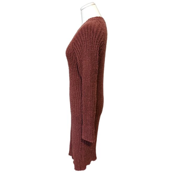 Dreamers Knit Sweater Midi Dress Fall Ribbed Fuzzy Cozy Long Sleeve Rust Red L - Picture 6 of 9